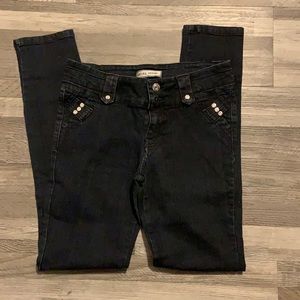 vintage black skinny low rise jeans